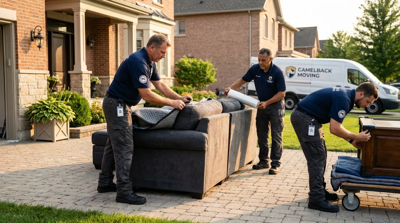 Large estate moving crew wrapping furniture in Temple, GA